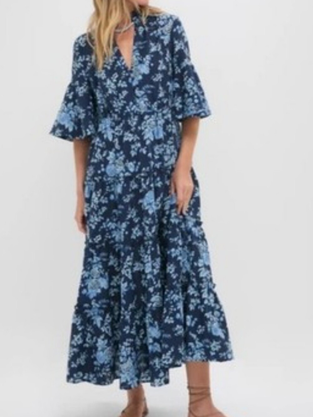 Tuckernuck Twilight Garden Jenna Floral Dress Size Medium Linen Cotton - Picture 2 of 14